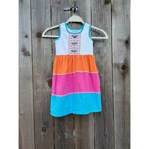 Jona Michelle Girls Sleeveless Color Block Dress Embroidered Details Size 5
